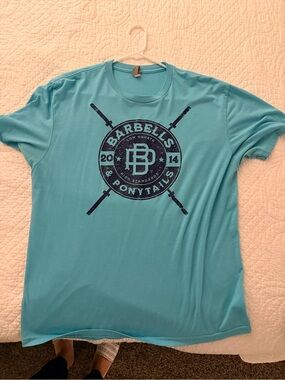 Barbells & Ponytails Aqua Logo Short Sleeve Tee